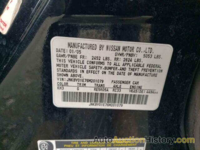 INFINITI M45 BASE, JNKBY01E76M201079