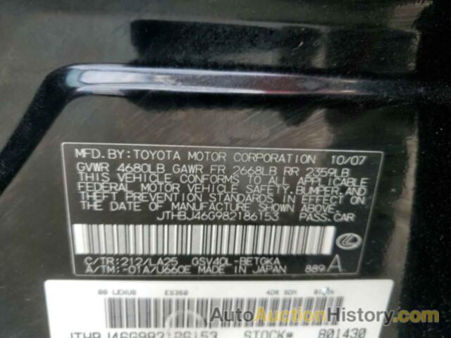 LEXUS ES350 350, JTHBJ46G982186153