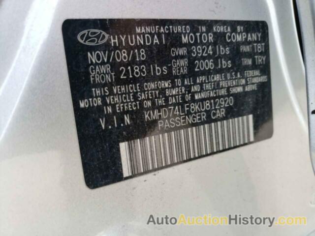 HYUNDAI ELANTRA SE, KMHD74LF8KU812920