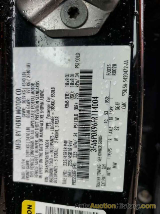 FORD FUSION TITANIUM, 3FA6P0K96FR114004