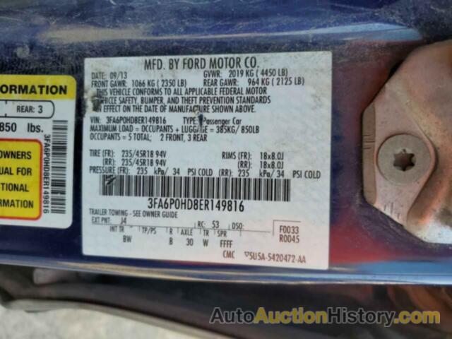 FORD FUSION SE, 3FA6P0HD8ER149816