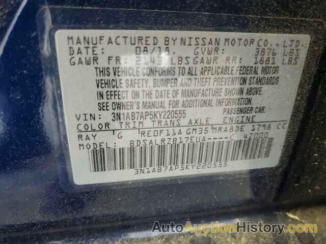 NISSAN SENTRA S, 3N1AB7AP5KY220555