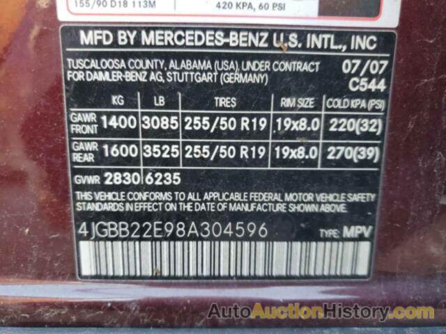 MERCEDES-BENZ M-CLASS 320 CDI, 4JGBB22E98A304596