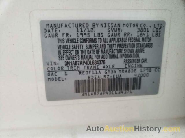 NISSAN SENTRA S, 3N1AB7AP4DL634376