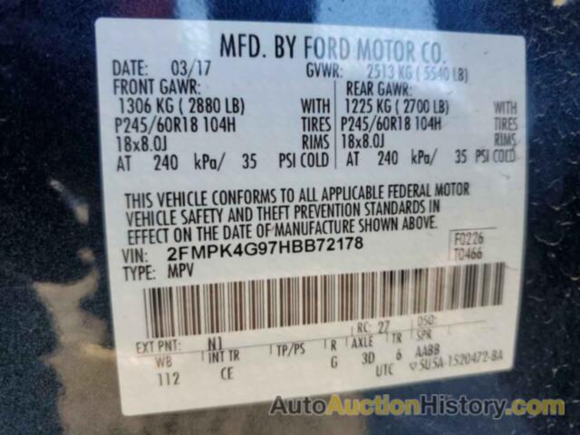 FORD EDGE SE, 2FMPK4G97HBB72178