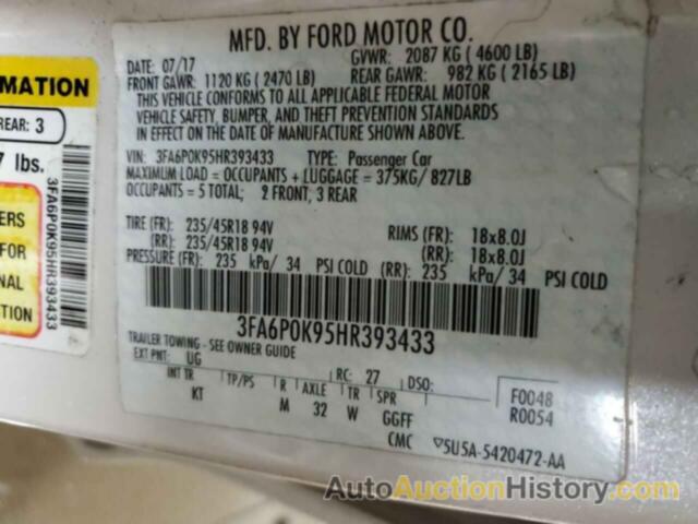 FORD FUSION TITANIUM, 3FA6P0K95HR393433