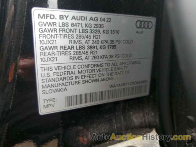 AUDI Q8 PREMIUM, WA1AVBF12ND024893