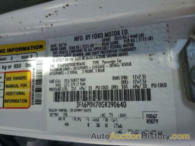 FORD FUSION SE, 3FA6P0H70GR390640