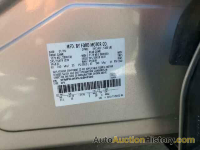 FORD EDGE TITANIUM, 2FMPK3K99JBB42509