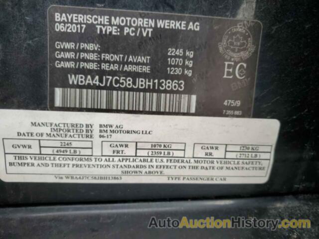 BMW 4 SERIES GRAN COUPE, WBA4J7C58JBH13863