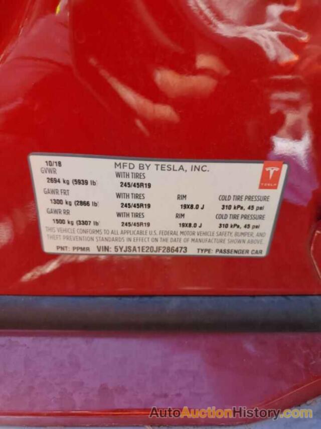 TESLA MODEL S, 5YJSA1E20JF286473