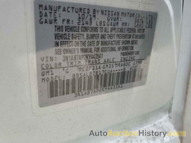 NISSAN SENTRA S, 3N1AB7AP2KY443541