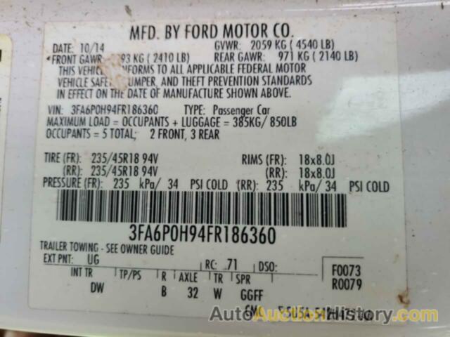 FORD FUSION SE, 3FA6P0H94FR186360