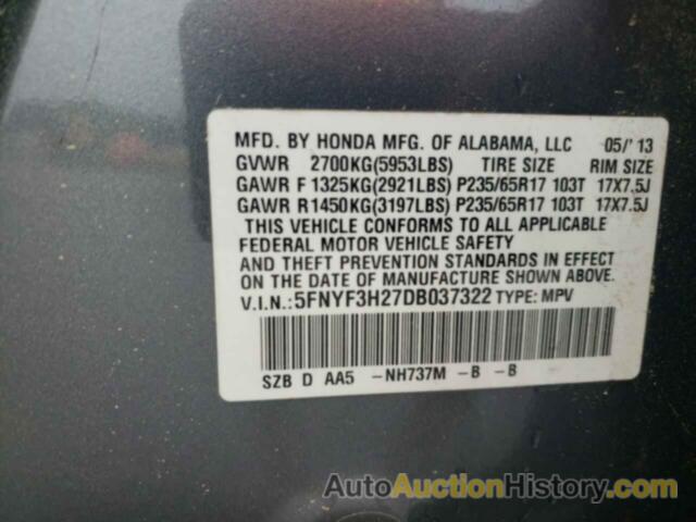 HONDA PILOT LX, 5FNYF3H27DB037322