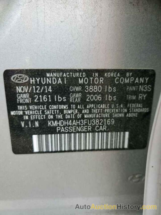 HYUNDAI ELANTRA SE, KMHDH4AH3FU382169