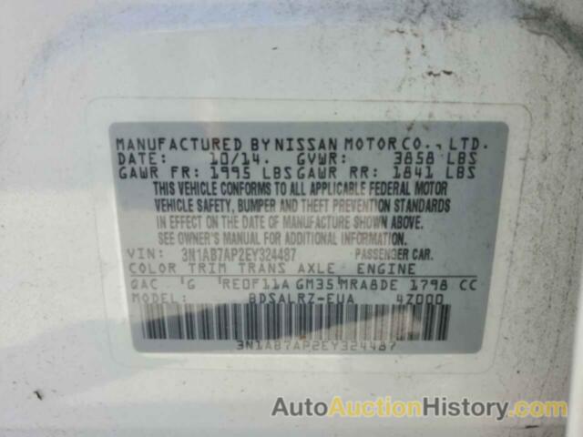 NISSAN SENTRA S, 3N1AB7AP2EY324487