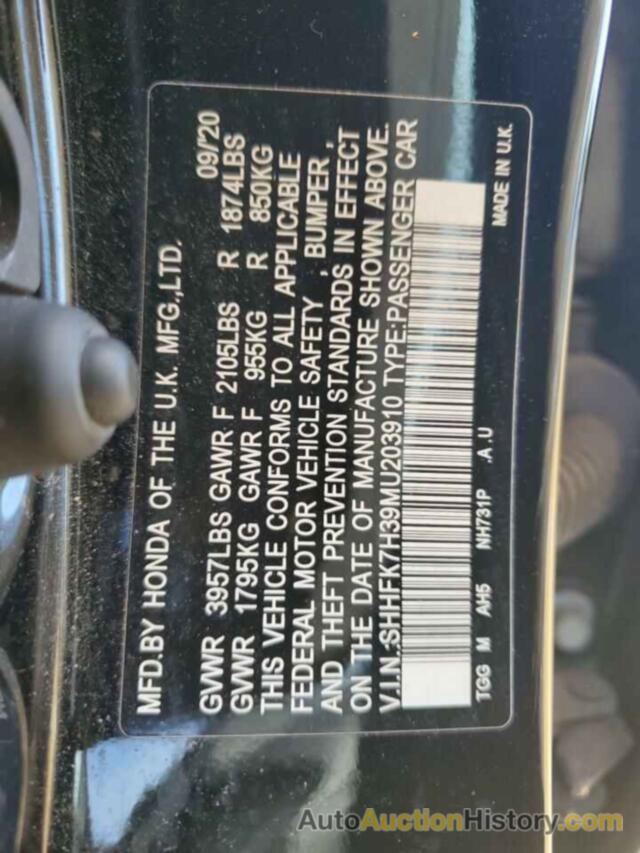 HONDA CIVIC LX, SHHFK7H39MU203910