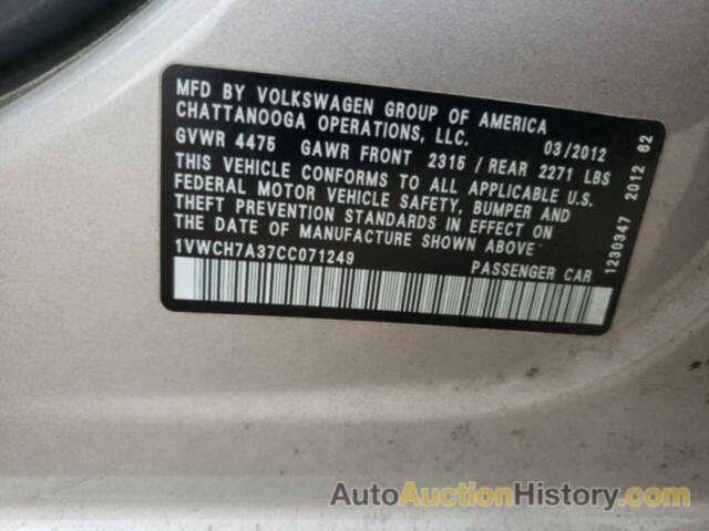 VOLKSWAGEN PASSAT SEL, 1VWCH7A37CC071249