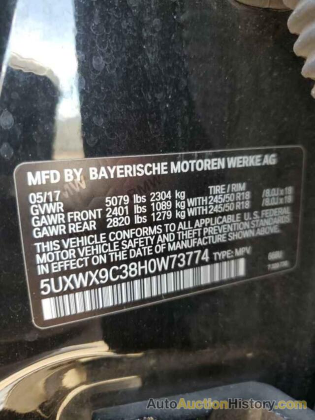 BMW X3 XDRIVE28I, 5UXWX9C38H0W73774