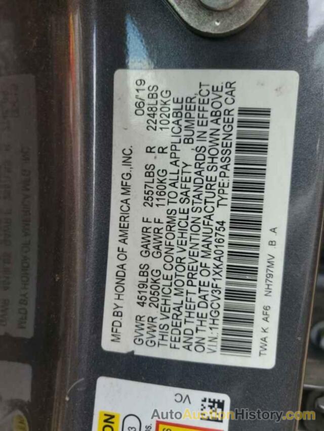 HONDA ACCORD HYBRID, 1HGCV3F1XKA016754