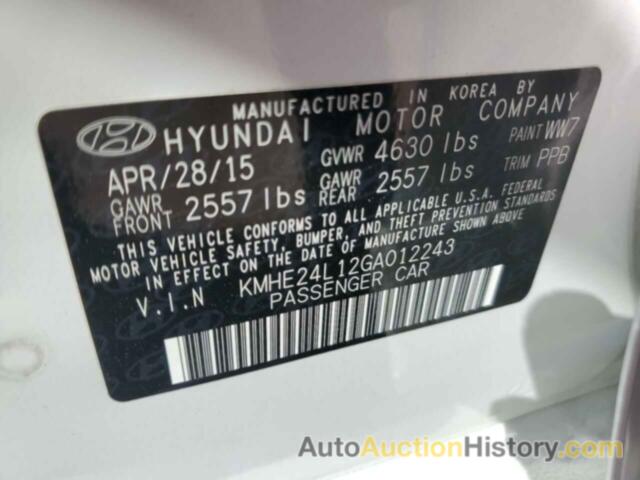 HYUNDAI SONATA HYBRID, KMHE24L12GA012243