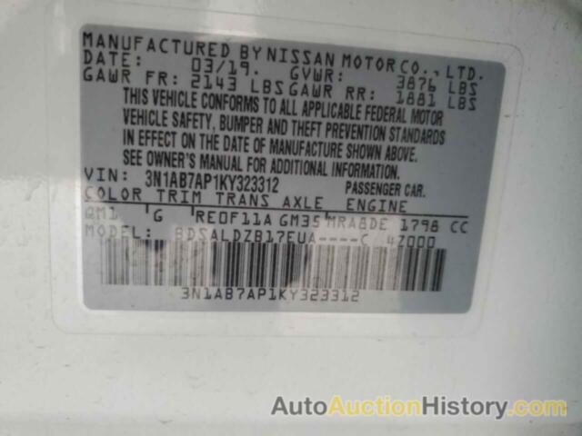 NISSAN SENTRA S, 3N1AB7AP1KY323312