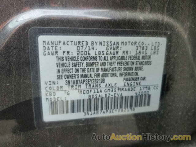 NISSAN SENTRA S, 3N1AB7AP3EY282198