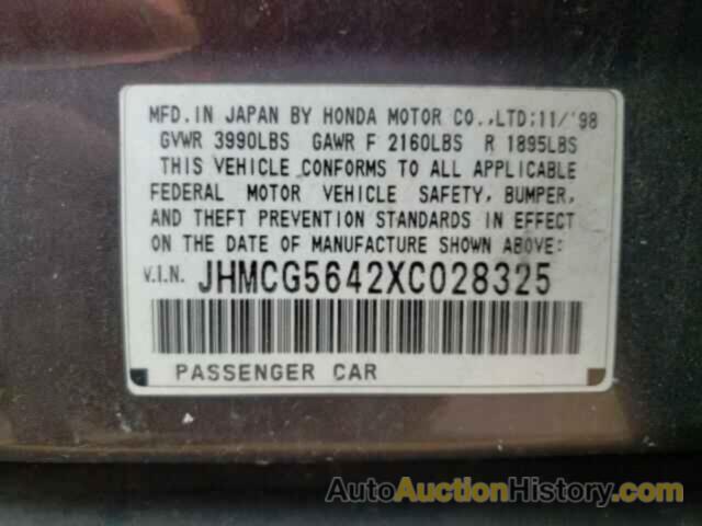 HONDA ACCORD LX, JHMCG5642XC028325