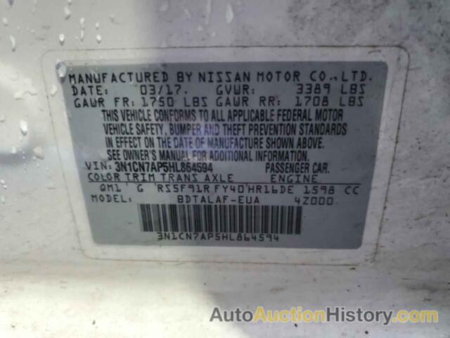 NISSAN VERSA S, 3N1CN7AP5HL864594