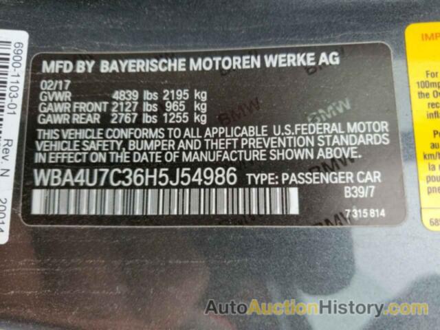BMW 4 SERIES, WBA4U7C36H5J54986
