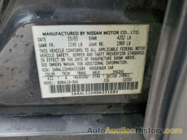 NISSAN ALTIMA S, 1N4AL11D46N331684