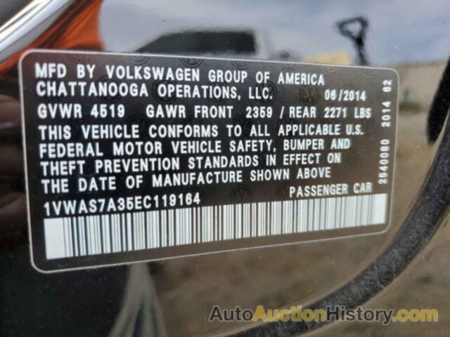 VOLKSWAGEN PASSAT S, 1VWAS7A35EC119164