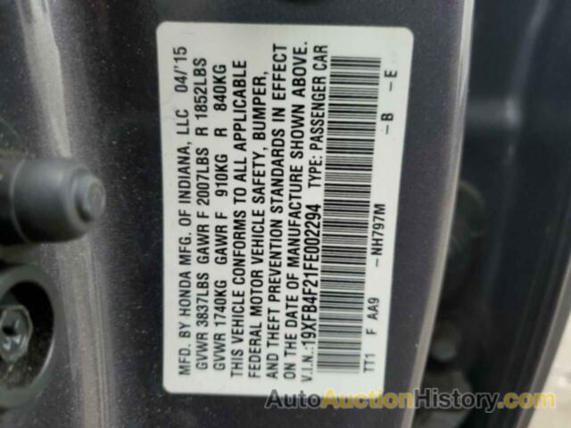 HONDA CIVIC HYBRID, 19XFB4F21FE002294