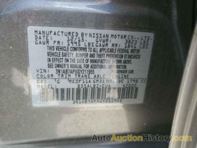 NISSAN SENTRA S, 3N1AB7APXGY211955