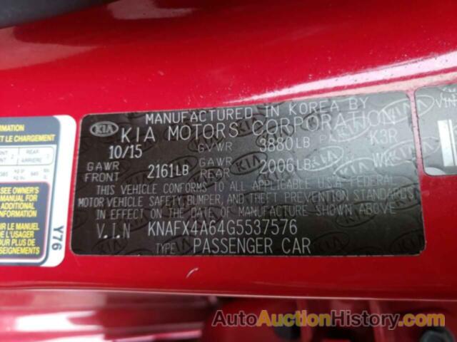 KIA FORTE LX, KNAFX4A64G5537576