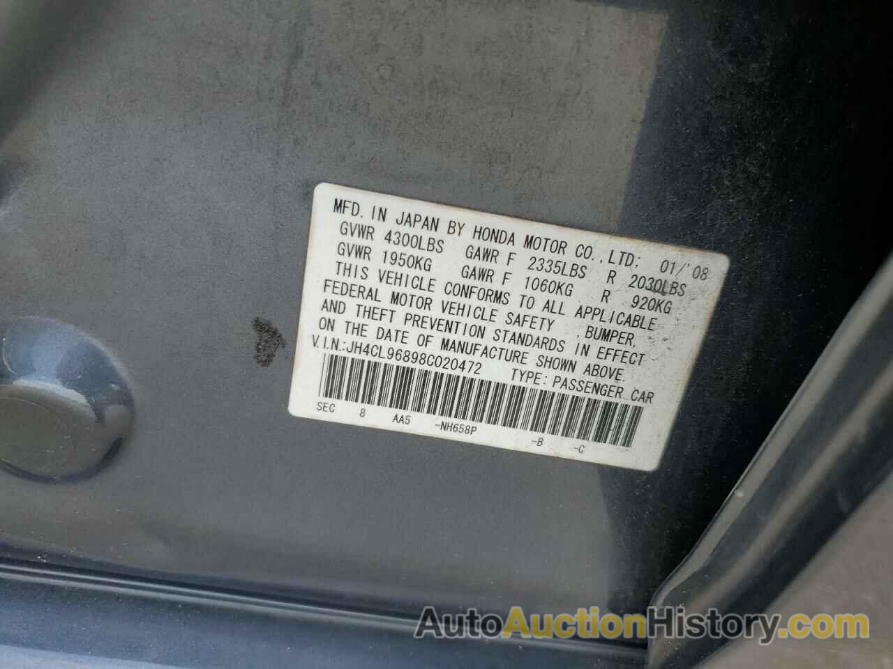 ACURA TSX, JH4CL96898C020472