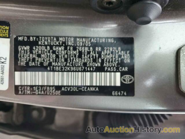 TOYOTA CAMRY LE, 4T1BE32K96U671447