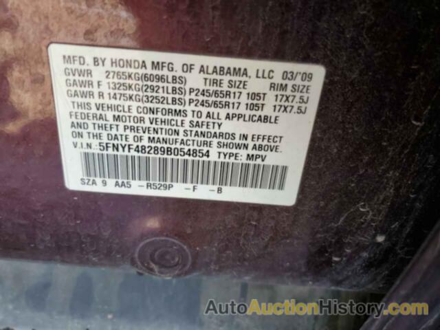 HONDA PILOT LX, 5FNYF48289B054854