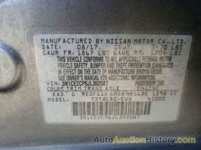 NISSAN VERSA S, 3N1CE2CP6JL352087