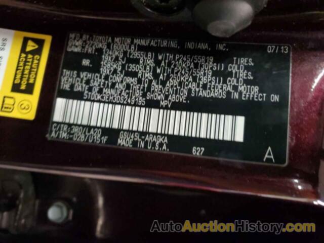 TOYOTA HIGHLANDER LIMITED, 5TDDK3EH3DS249195