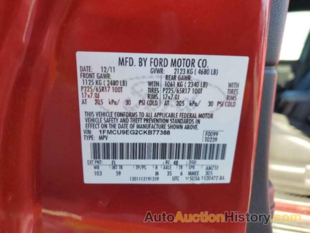 FORD ESCAPE LIMITED, 1FMCU9EG2CKB77388