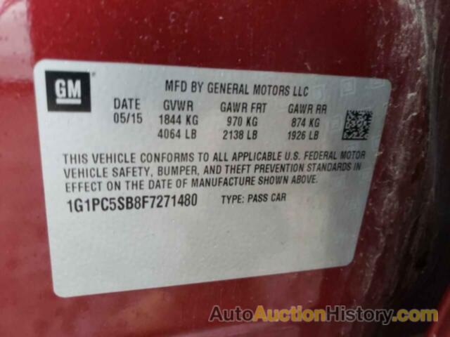 CHEVROLET CRUZE LT, 1G1PC5SB8F7271480