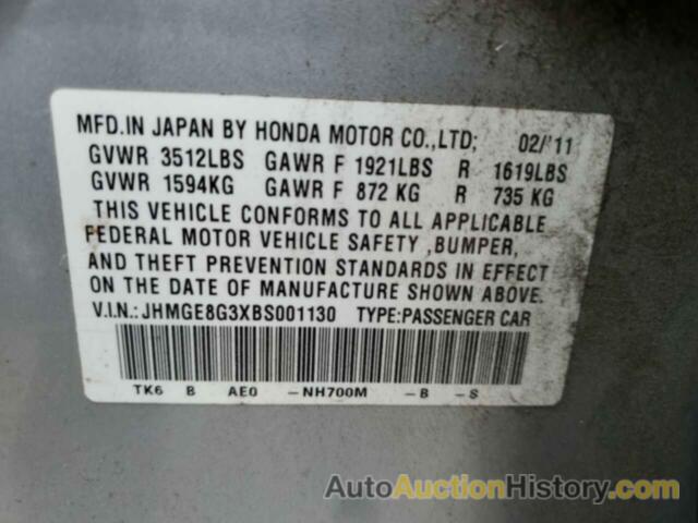 HONDA FIT, JHMGE8G3XBS001130