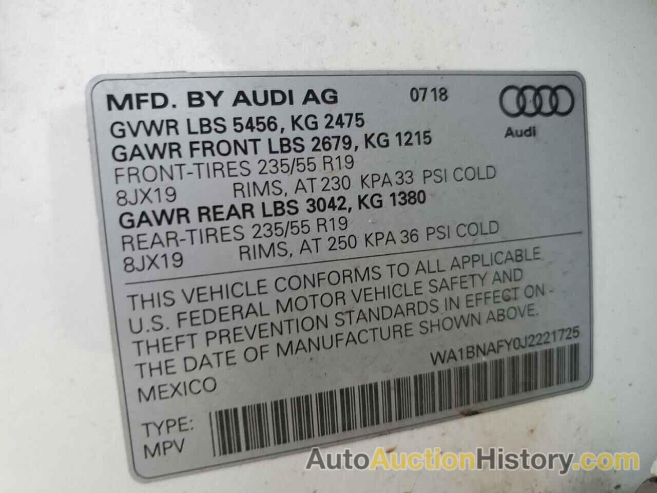 AUDI Q5 PREMIUM PLUS, WA1BNAFY0J2221725