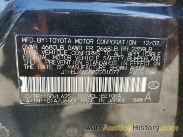 LEXUS ES350 350, JTHBJ46G882201077