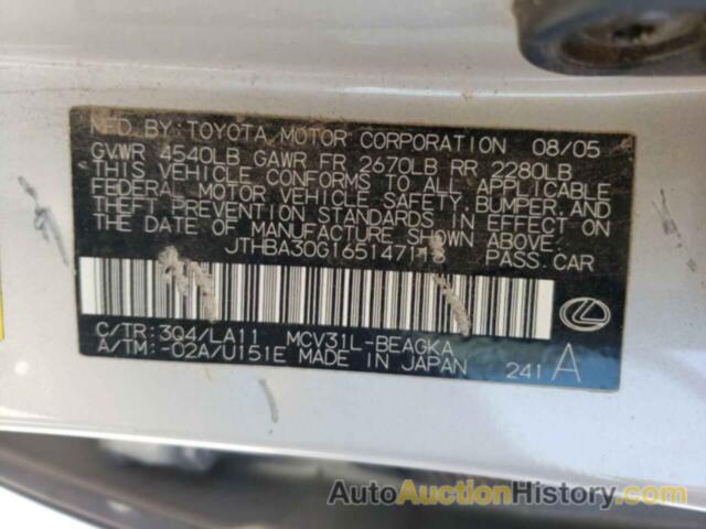 LEXUS ES330 330, JTHBA30G165147118