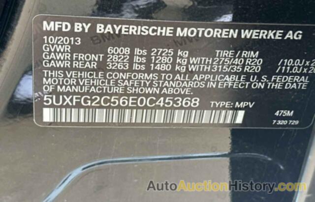 BMW X6 XDRIVE35I, 5UXFG2C56E0C45368