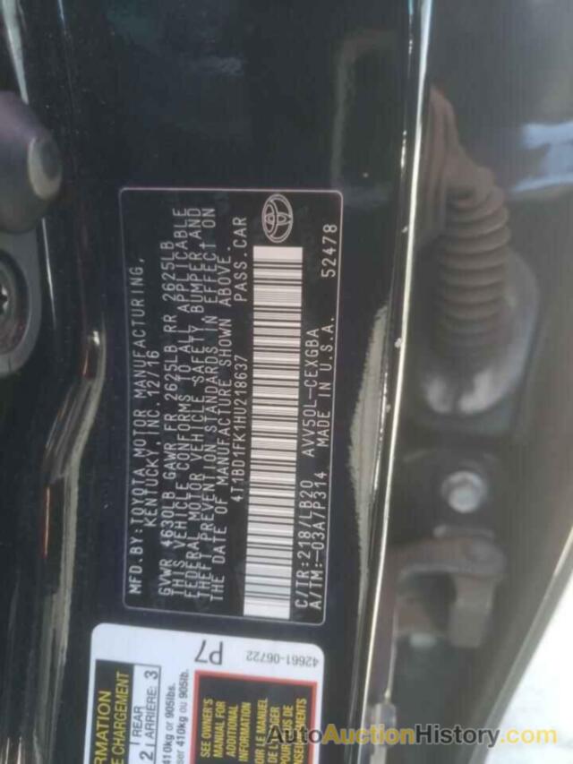 TOYOTA CAMRY HYBRID, 4T1BD1FK1HU218637