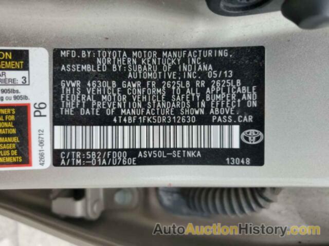 TOYOTA CAMRY L, 4T4BF1FK5DR312630