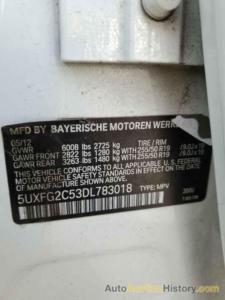 BMW X6 XDRIVE35I, 5UXFG2C53DL783018